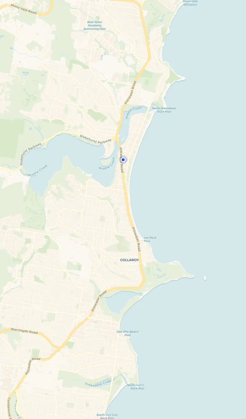 Map of the Narrabeen service area and the surrounding suburbs we cover.